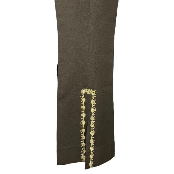60’s/ 70’s Brown and Gold Tunic and Pants Suit Ornate Gold Trim S/M - Picture 4 of 14